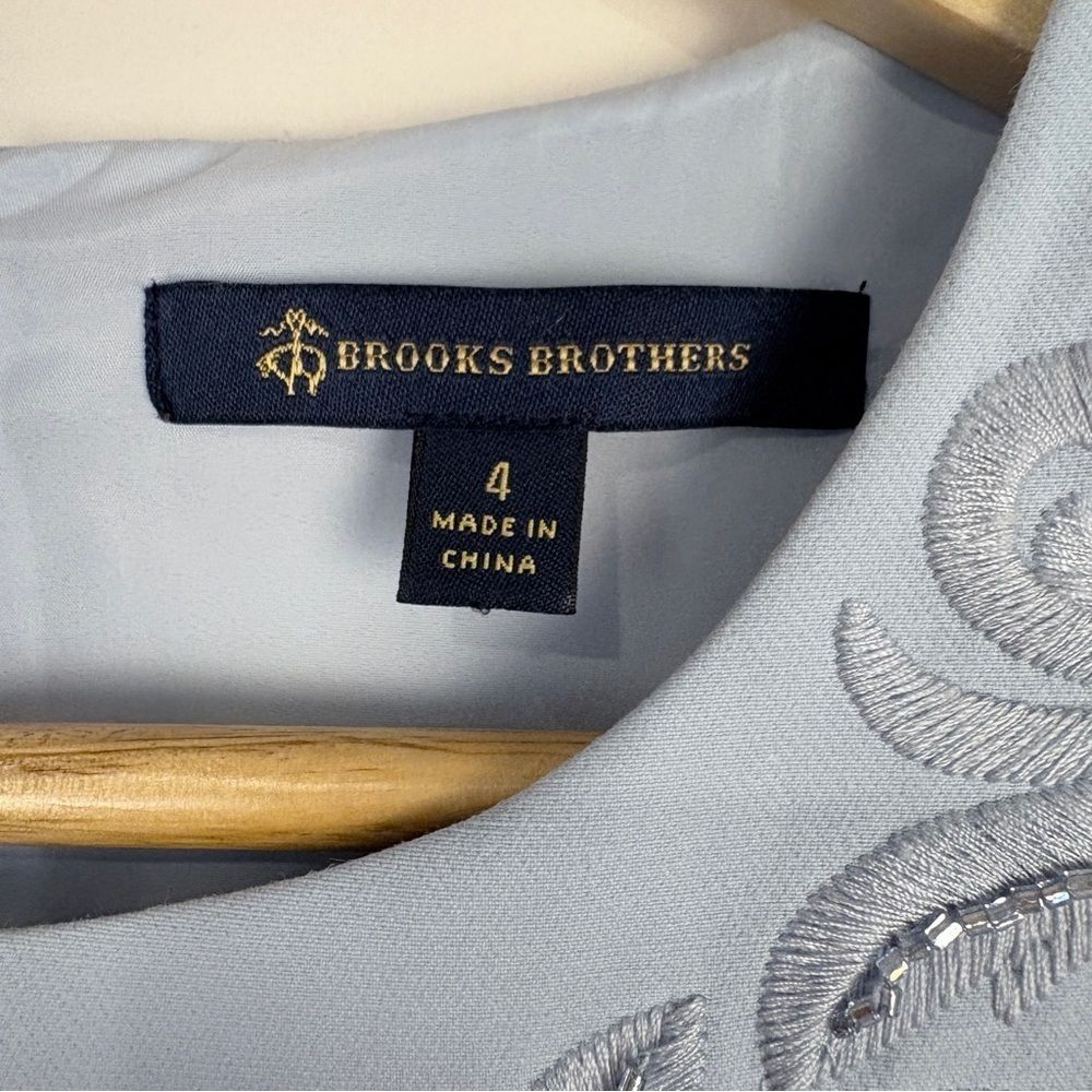 Brooks Brothers Blue Beaded Sleeveless Shift Dress Women's 4 Classic Preppy - Picture 7 of 10